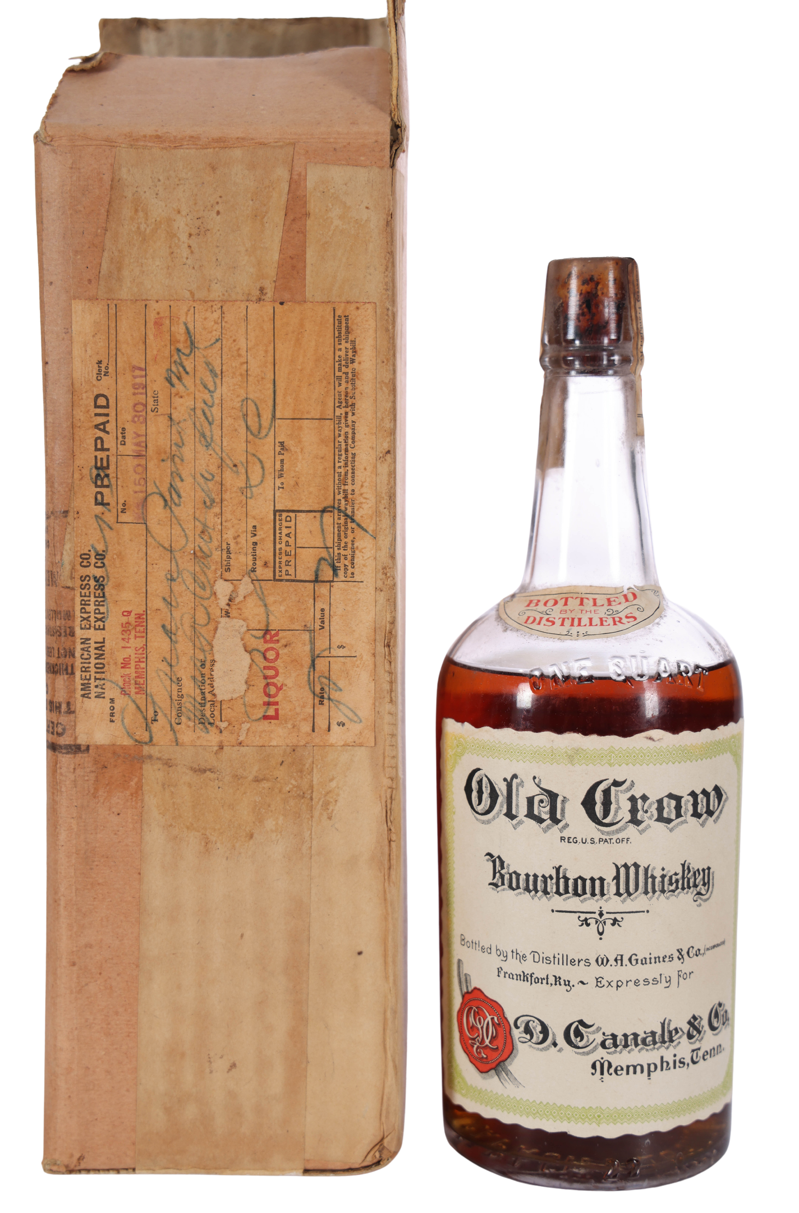 Old Crow Bottled in Bond Quart (1913) - Rare Vintage Whiskey - Old